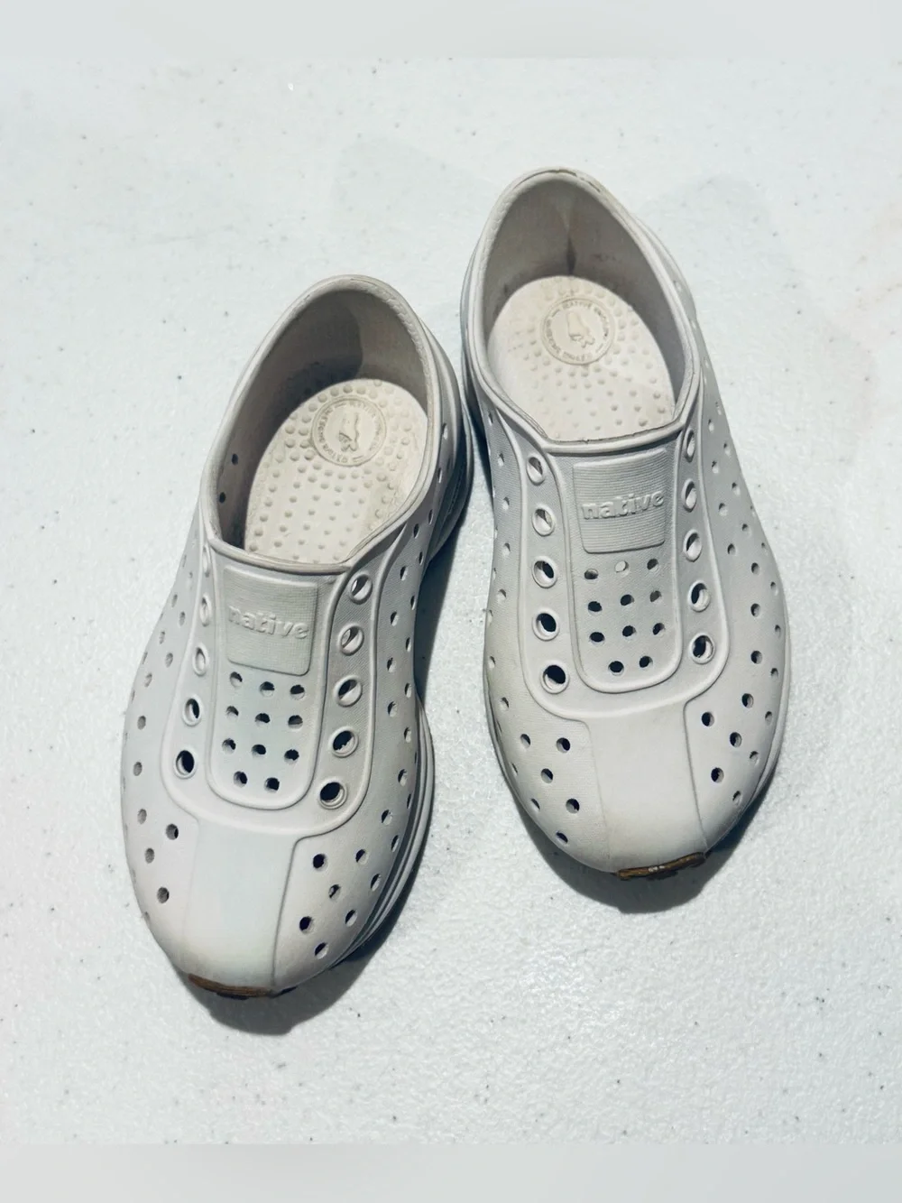 Native Robbie Shoes White Water Friendly Perforated Slip-Ons size C8